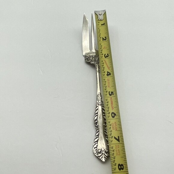 Vintage Holmes & Edwards XIV Serving Meat Fork Silver plate Ornate 7 5/8” Patina - Picture 8 of 8